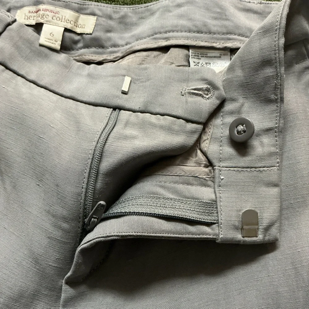 Banana Republic Heritage Collection Viscose Linen Wide-Leg Gray Pants Size 6